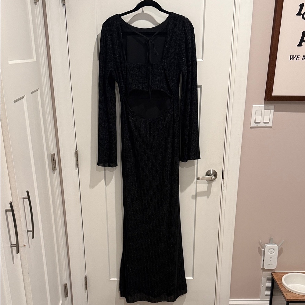Dee Elly Black Shimmer Long Sleeve Dress | XL - Picture 3 of 5